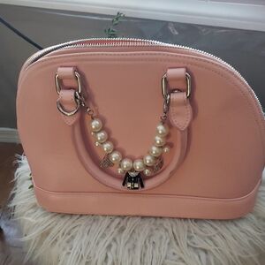 Sweet Pink Satchel with Pearl Accent
